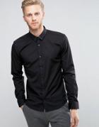 Hugo By Hugo Boss Ero 3 Sparkle Collar Shirt Slim Fit - Black