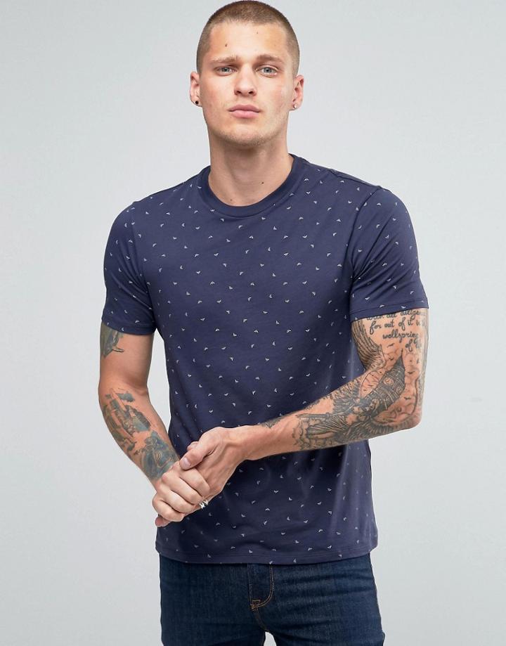 Armani Jeans T-shirt With All Over Eagle Print - Navy
