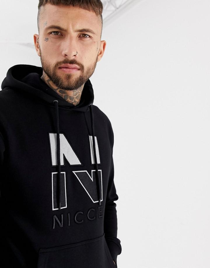 Nicce Hoodie In Black With Chest Logo - Black