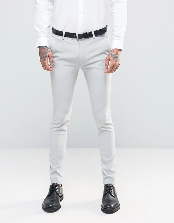 Asos Super Skinny Suit Pants In Light Gray - Gray