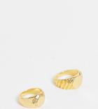 Asos Design 14k Gold Plated Pack Of 2 Rings In Sovereign Designs