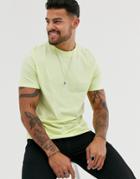 Asos Design Organic T-shirt With Crew Neck In Pale Yellow-green