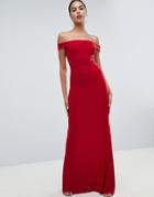 Club L Bardot Fishtail Maxi Dress - Red