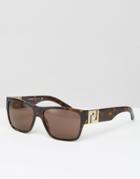 Versace Square Sunglasses In Tort - Brown