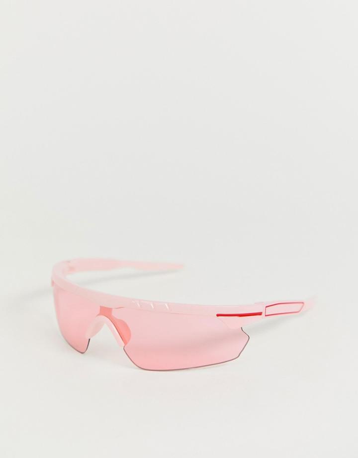 Asos Design Small Wrap Visor Sunglasses - Pink