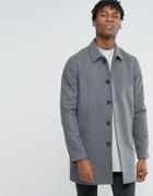 Asos Wool Mix Trench Coat In Light Gray Marl - Gray