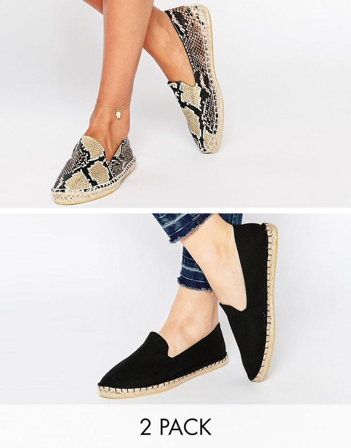 Asos Jeanie Two Pack Espadrilles - Black