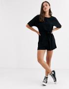 Asos Design Tie Waist Romper-black