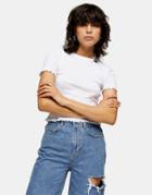 Topshop Lettuce Hem T-shirt In White