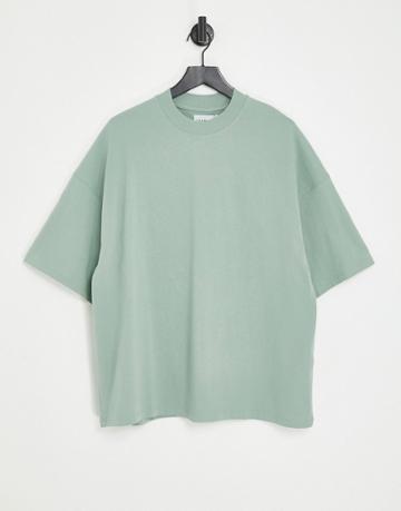 Topman Extreme Oversized T-shirt In Dark Sage-green
