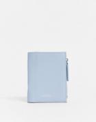 Monki Faux Leather Zip Through Wallet In Light Blue