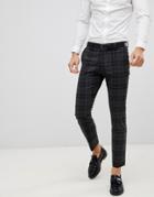 Selected Homme Gray Check Suit Pants In Slim Fit - Gray