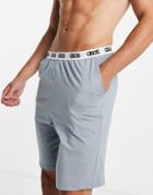 Asos Design Lounge Shorts In Gray With Branded Waistband-grey