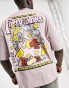 Asos Design Oversized T-shirt In Purple Organic Cotton With Mushroom Back Print
