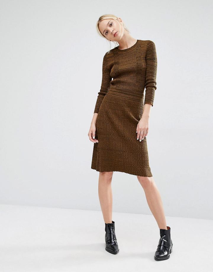 Gestuz Jannice Rib Knit Skirt In Melange - Green