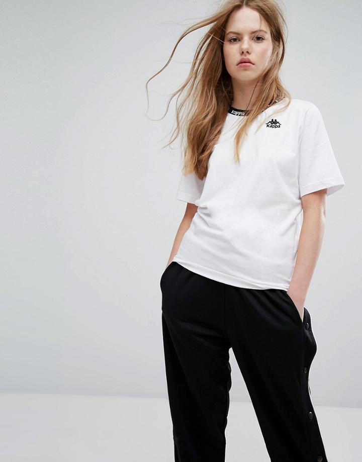 Kappa Short Sleeve T-shirt With Logo Neck - White