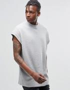 Asos Super Oversized T-shirt In Waffle Fabric In Gray - Gray Marl