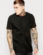Asos Longline T-shirt With Rib Cut And Sew Detail In Relaxed Skater Fit - Black