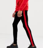 Sixth June Super Skinny Jeans In Black With Red Side Stripe Exclusive To Asos