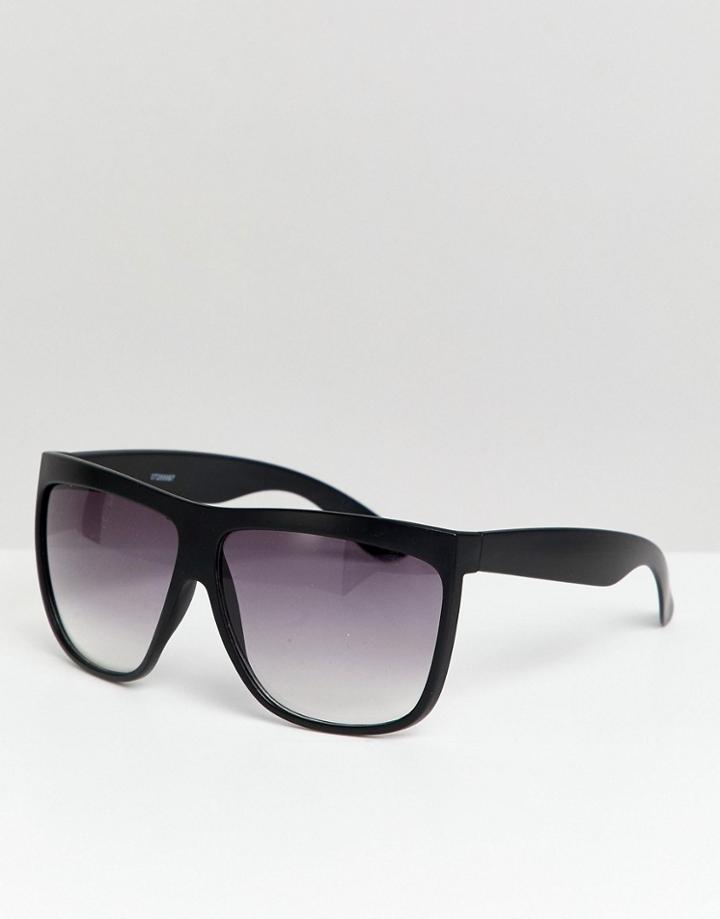 Asos Design Square Sunglasses In Black With Smoke Fade Lens - Black