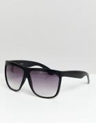 Asos Design Square Sunglasses In Black With Smoke Fade Lens - Black