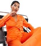 Asyou Set Button Cuff Shirt In Orange-green