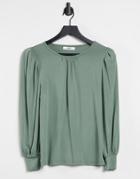 Only Balloon Sleeve Jersey Top In Green