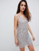 Asos Design Fringe Sequin Cami Mini Dress - Gray
