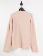 Asos Design Oversized Waffle Roll Neck T-shirt In Beige - Part Of A Set-neutral