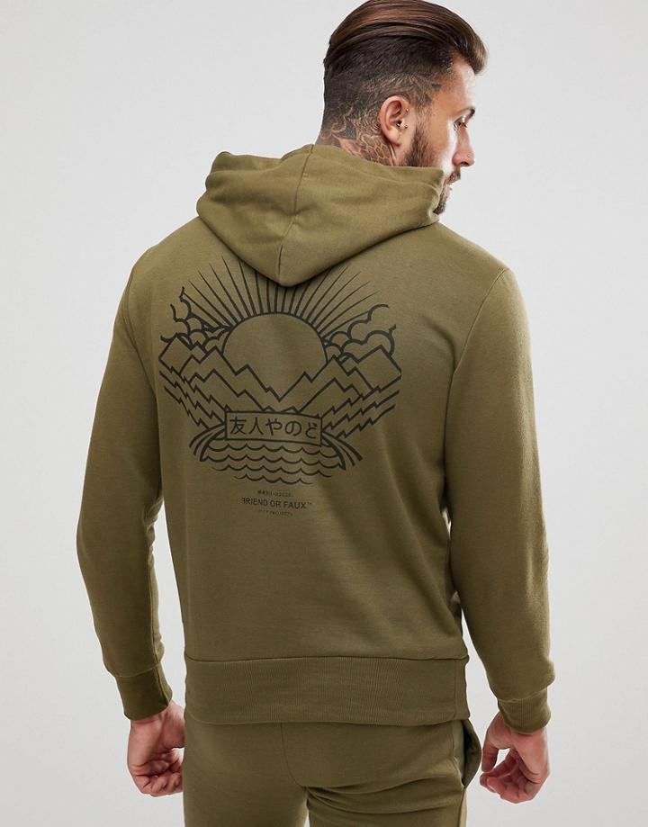 Friend Or Faux Tempest Back Print Hoodie - Green
