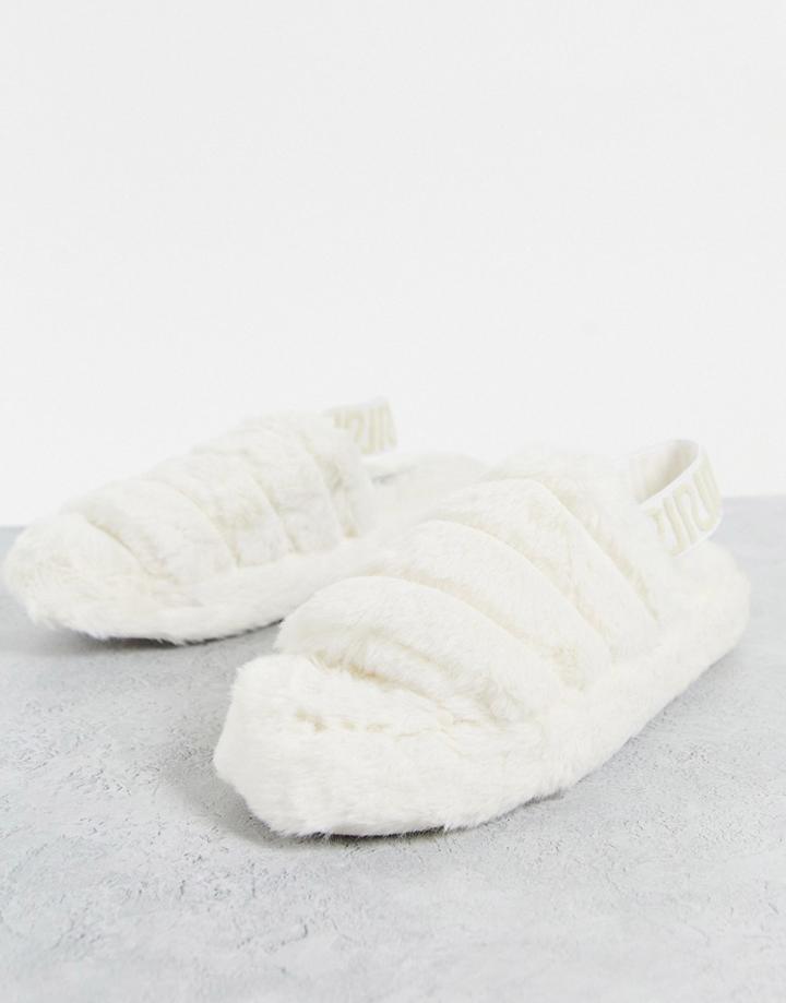 River Island Vamp Flatform Slipper In Cream-white