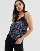 Outrageous Fortune Lace Detail Cami In Polka Print - Multi