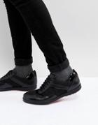 Hugo Flat Lowp Mix Media Sneakers In Black - Black