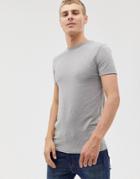 Asos Design Muscle Fit T-shirt With Roll Sleeve In Gray - Gray
