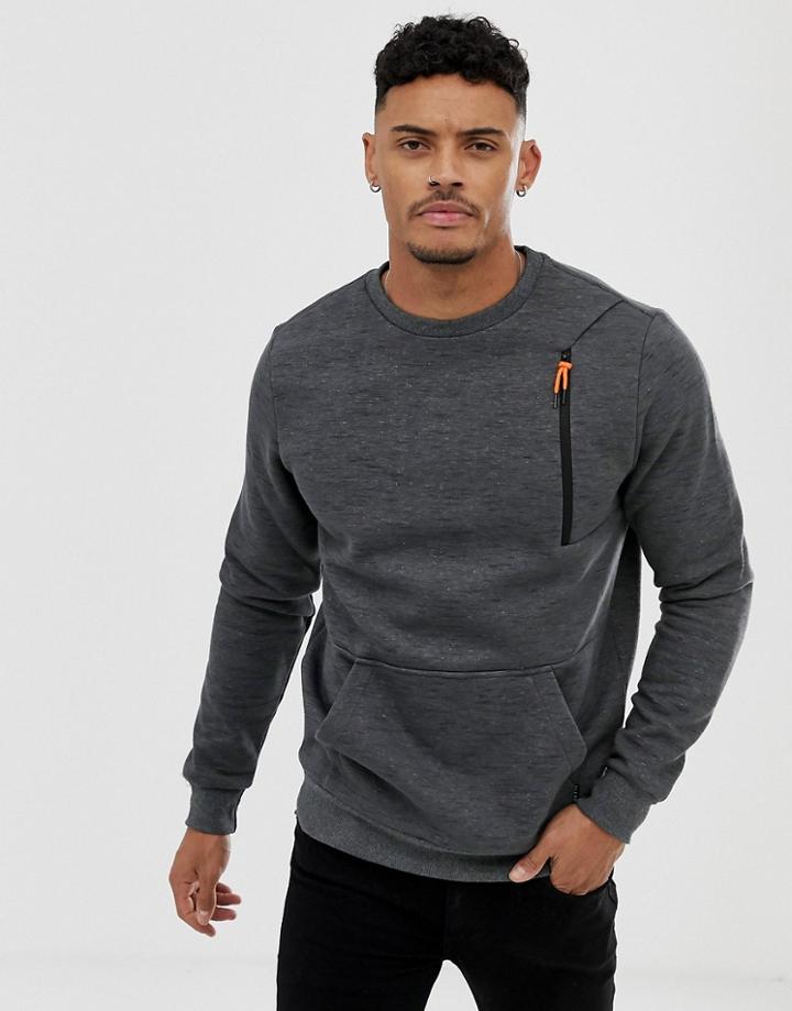 Blend Sweatshirt With Zip Pocket In Gray - Gray