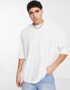 Asos Design Oversized Waffle T-shirt In White