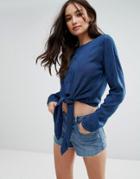 Influence Tie Front Top - Blue