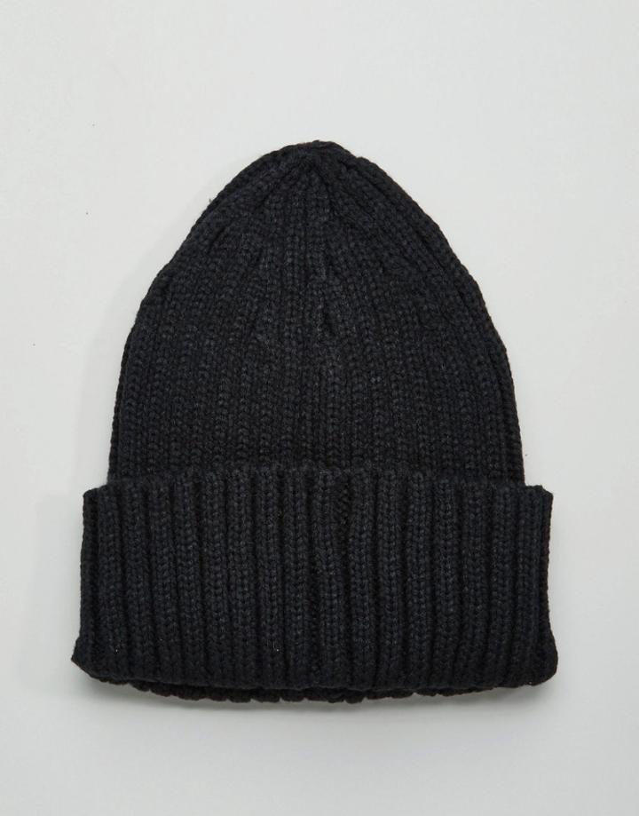 Gregory's Ribbed Beanie In Black - Black
