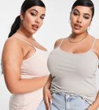 Yours 2 Pack Cami Tops In Gray & Pale Pink-grey