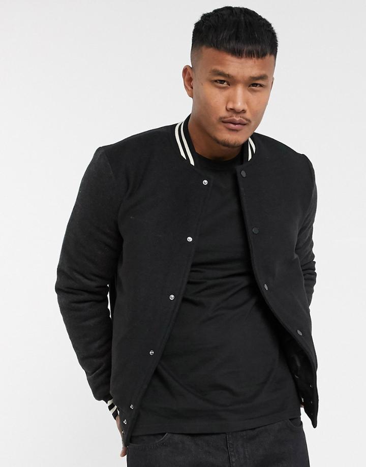 Bolongaro Trevor Wool Bomber Jacket With Contrast Sleeves-black