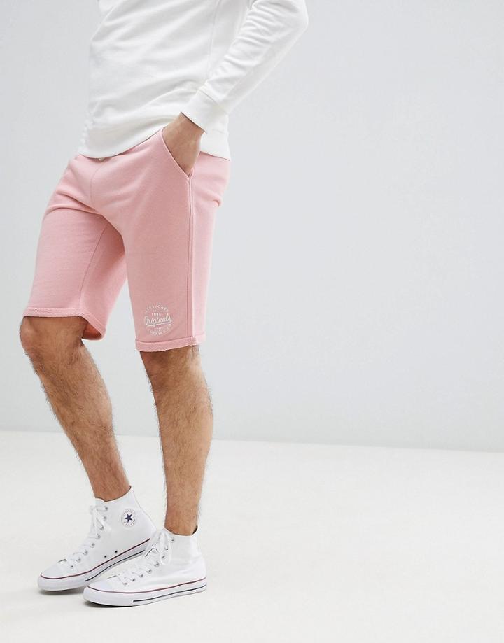Jack & Jones Originals Jersey Shorts With Branding - Pink