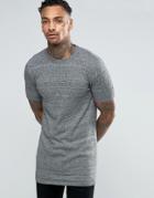 Asos Longline Muscle Fit Knitted T-shirt - Gray