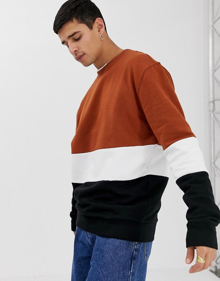 New Look Sweat In Tan With Color Block - Tan