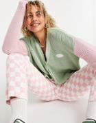 Minga London Relaxed Knit Cardigan With Contrast Sleeves-green