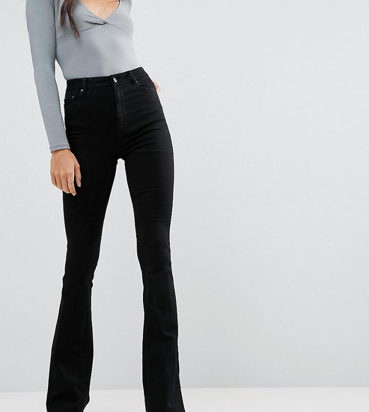 Asos Design Tall Bell Flare Jeans In Clean Black With Pressed Crease