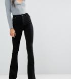 Asos Design Tall Bell Flare Jeans In Clean Black With Pressed Crease