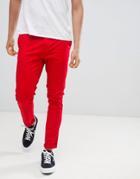 Asos Design Skinny Chinos In Bold Red - Red
