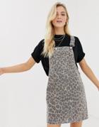 Only Leopard Denim Overall Dress - Multi