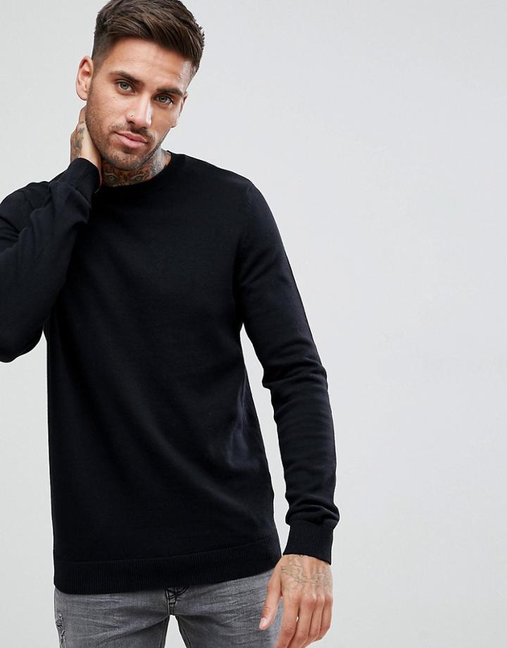 New Look Fine Knit Sweater In Black - Black