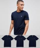Abercrombie & Fitch 3pack T-shirt Crewneck Muscle Slim Fit In Navy - Navy